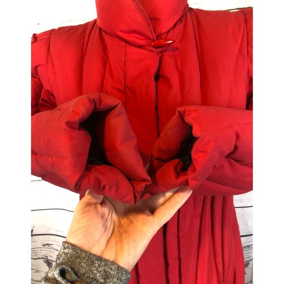 1980s Vintage Red Quilted Unbranded retro Down Puffer Coat M - Picture 6 of 15